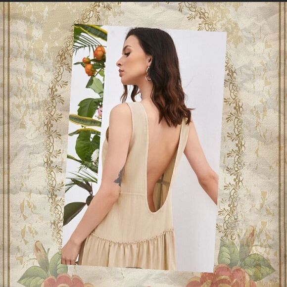 HOSTESS PICK! Women's Maxi Dress Scoop Neck with Layered Hem Size Large NWOT - Picture 3 of 8